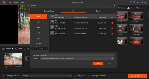 Export the video