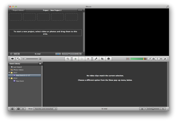 Create a new project on iMovie