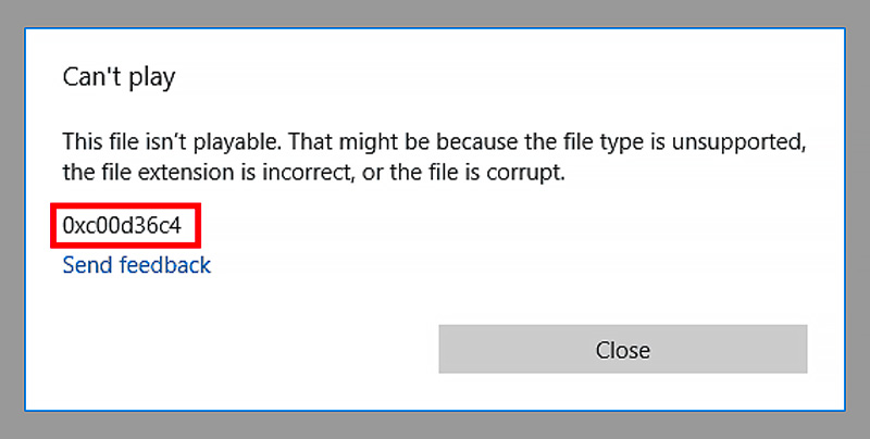 Can’t Play 0xc00d36c4 Video Error