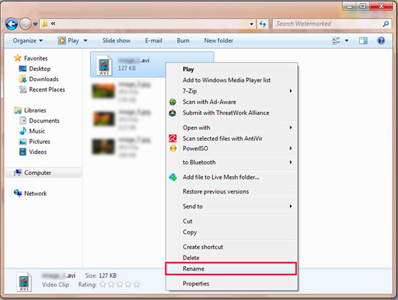 비디오 파일 확장자 이름 바꾸기 Windows