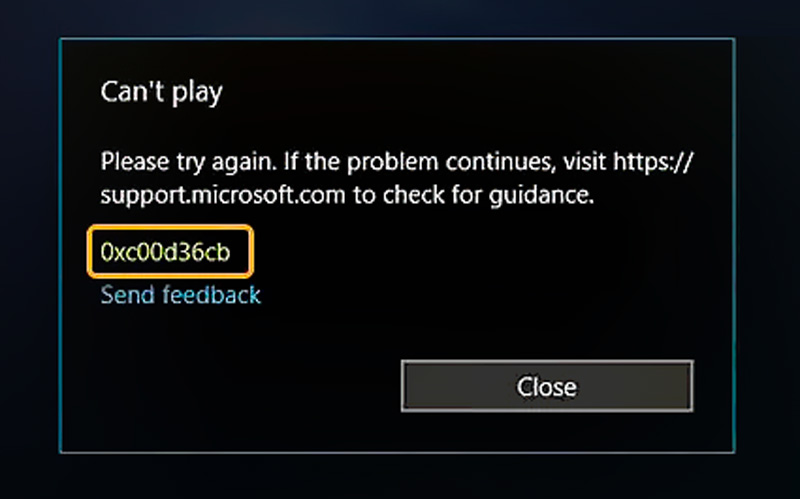 Что такое код ошибки 0xc00d36cb «Не могу играть»