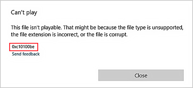 錯誤代碼 0xc10100be 無法播放