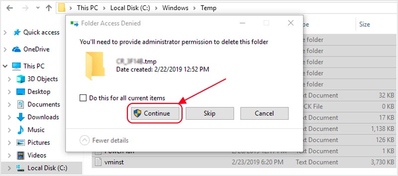 Εκκαθάριση αρχείων Temp Windows 11 10