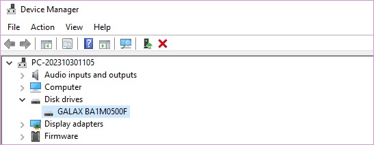 Disk Drives Under Device Manager