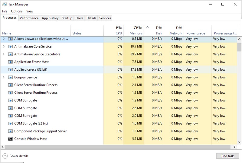 Processes Under Task Manager