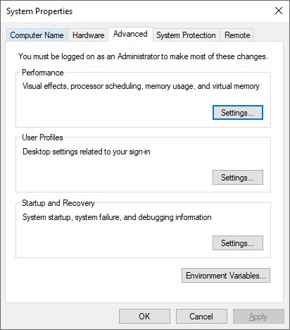 Settings Under Performance