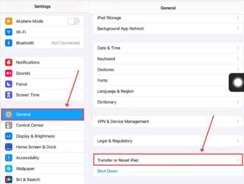 Select Transfer Or Reset iPad