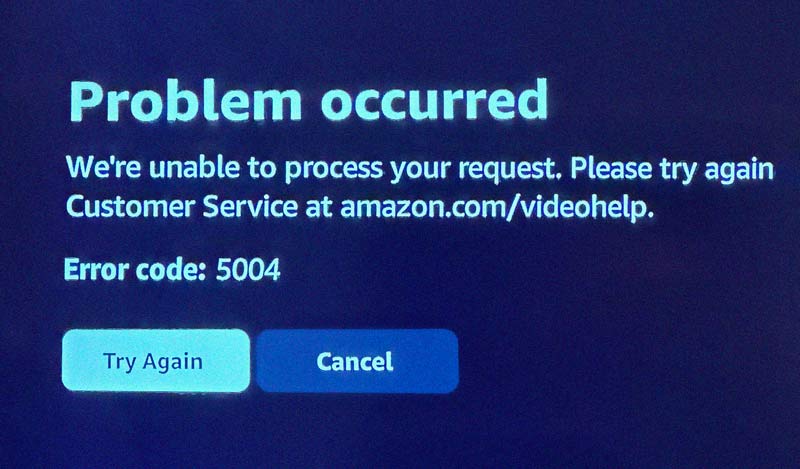 Kod błędu Amazon Prime Video 5004