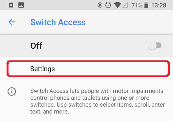 Disattiva l'opzione Switch Access