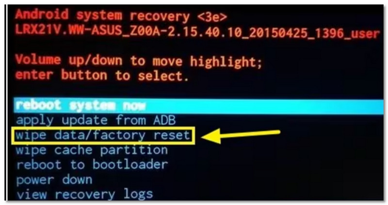 Select Wipe Data