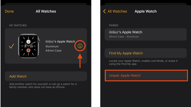 Unpair Apple Watch With Iphone