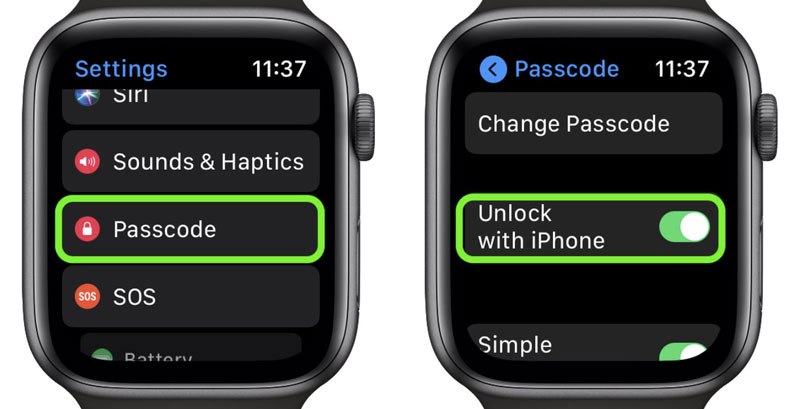 Turn On Unlock With Iphone On Apple Watch