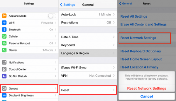 Reset iphone network