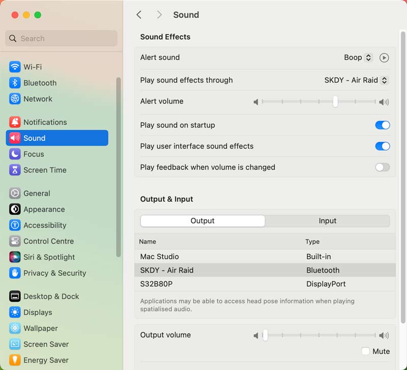 Mac System Preferences Sound Settings