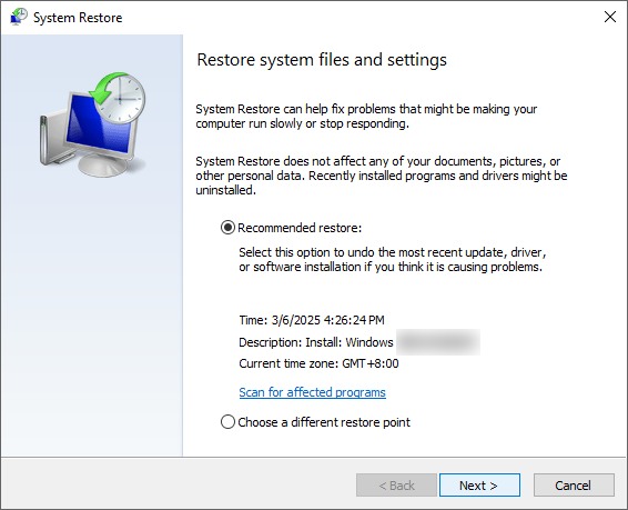 Restore System Files And Settings