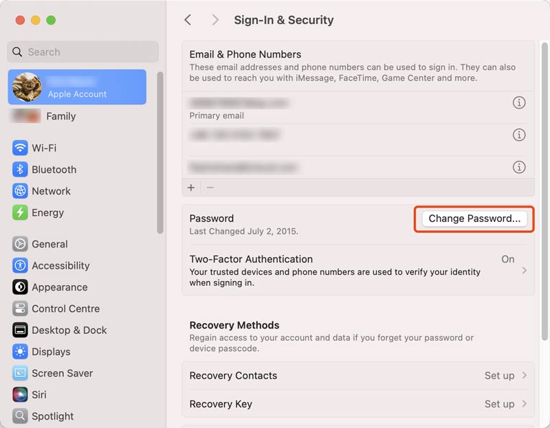 Change Apple Id Password on Mac Sign in Security