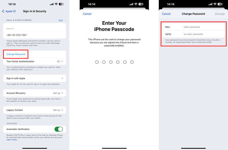 Αλλαγή κωδικού πρόσβασης Apple ID στο iPhone