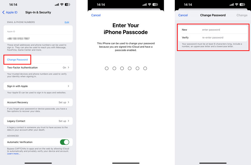 Change Apple ID Password on iPhone