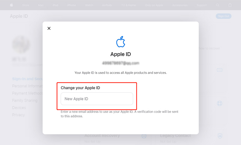 Изменить адрес электронной почты Apple ID онлайн