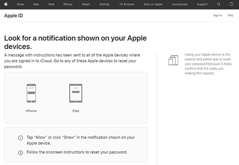 選擇 iPhone 或 iPad 重置 Apple ID 密碼