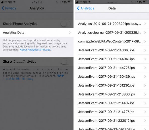 Sjekk iPhone Analytics-data