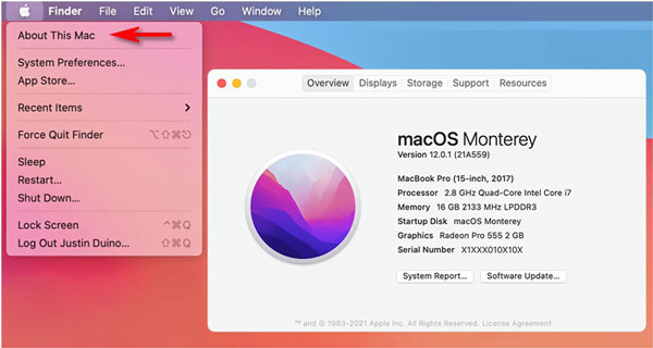 检查关于此 Mac 的信息