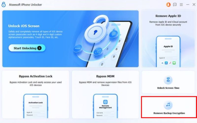 Choose Remove Backup Encryption Settings