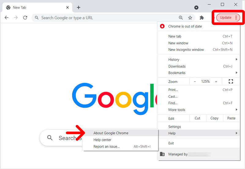 Google Chrome 브라우저 업데이트 확인