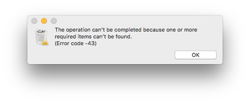 Feilkode -43 på Mac