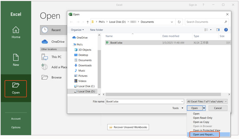 Excel Open And Repair Corrupted File