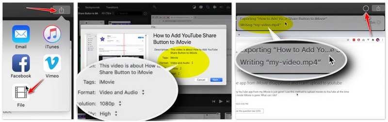 Export MOV to MP4 in iMovie Mac