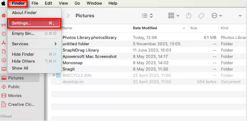 Edit Finder Settings MAC