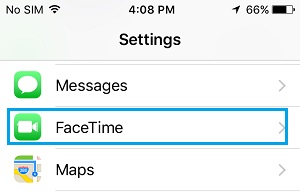 Opzione FaceTime su iPhone