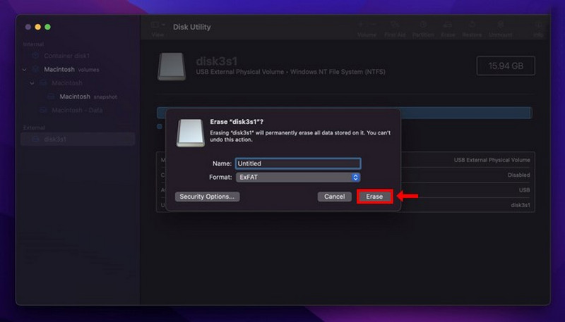 Click The Erase Button