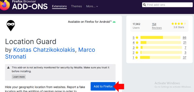 Click Add to Firefox