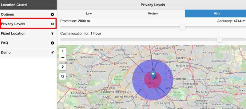 Select Privacy Levels