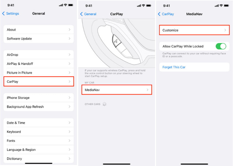 Innstillinger Generelt CarPlay Aktiver