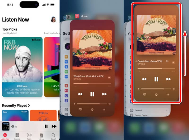 Apple Music Fungerar inte App Switcher Force Quit