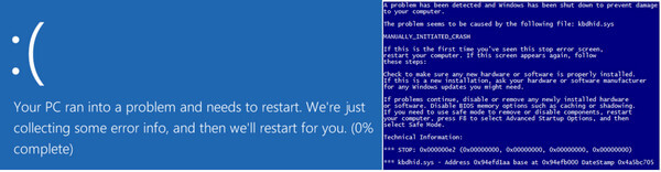 Blue screen of death on Windows