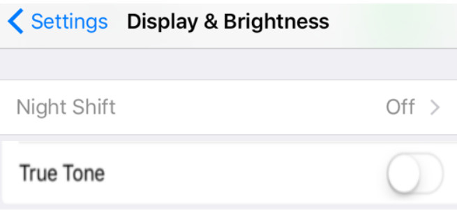 Deaktiver Night Shift True Tone