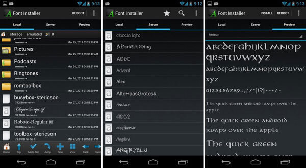 Endre font Android