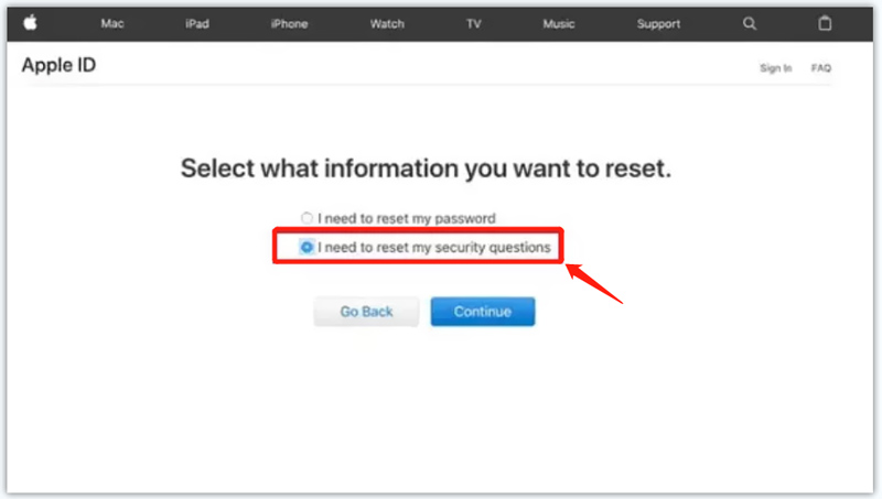 Сбросить вопросы безопасности Apple ID iForgot