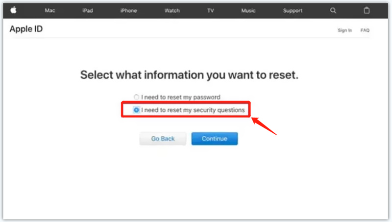 Ripristina le domande di sicurezza dell'ID Apple iForgot