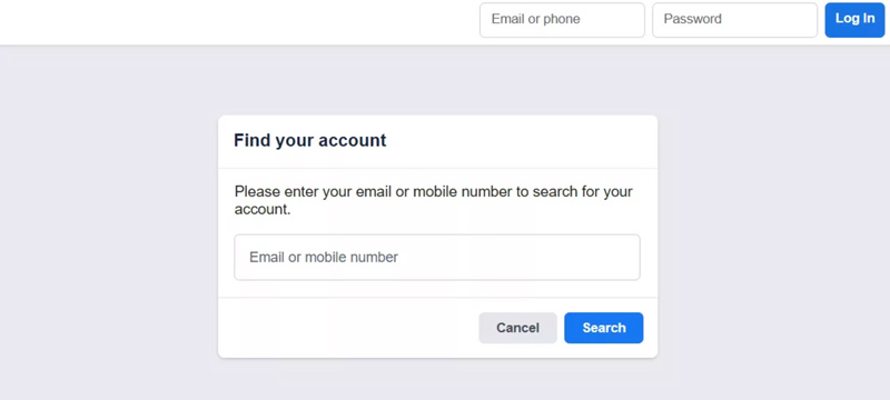 Facebook Password Reset Find Your Account