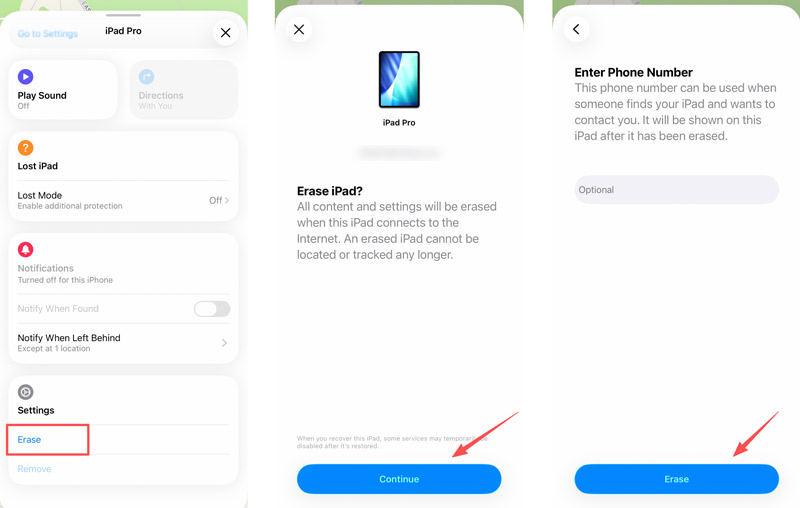 Erase iPad in Find My App