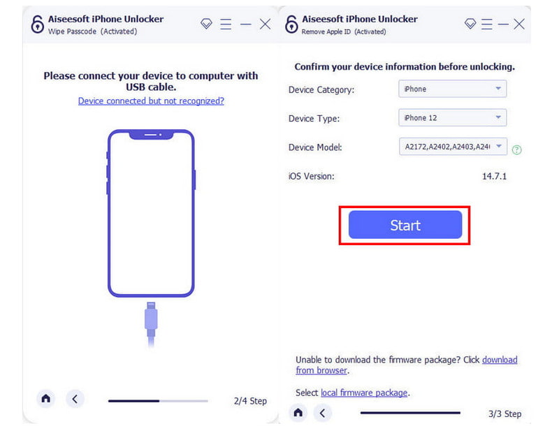 Aiseesoft iPhone Unlocker Collega il dispositivo