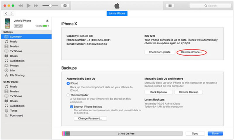 İPhone'u itunes aracılığıyla geri yükleyin