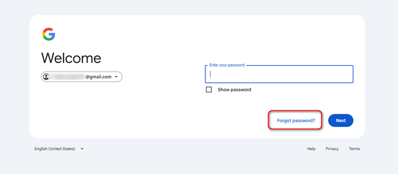 Forget Google Password