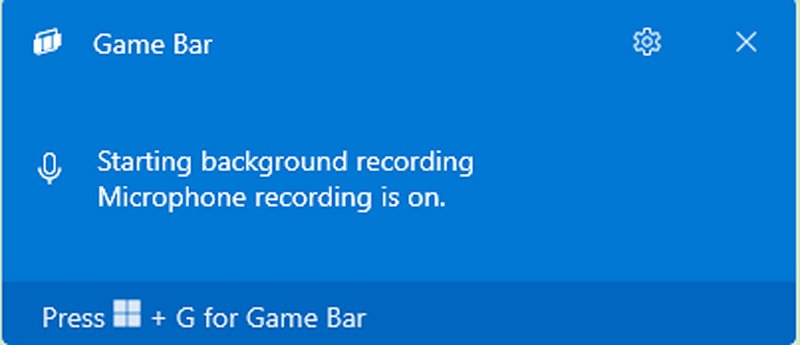 Game Bar Starting Background Recording Alert