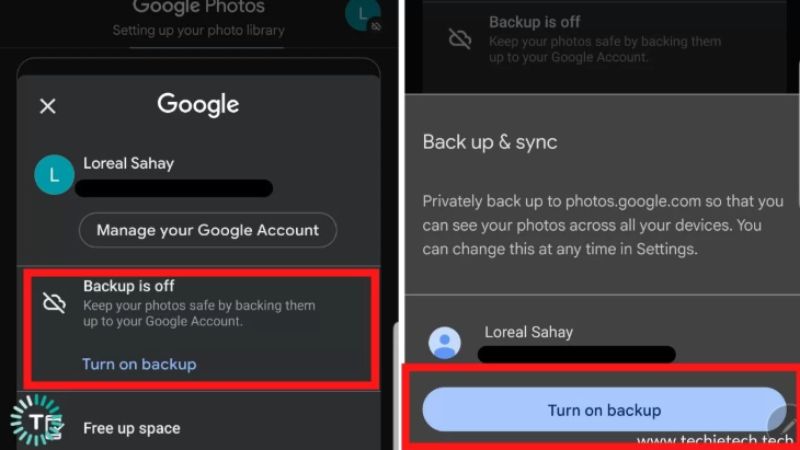 Turn on Backup And Sync